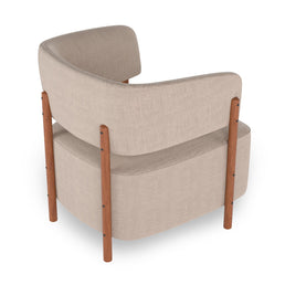 Poltrona Cora Pé Madeira Mel - Bege