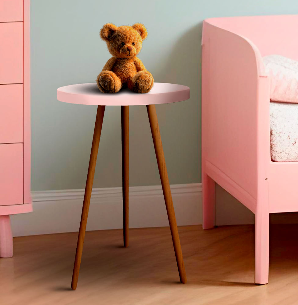 Mesa de Apoio Viena Com Pé Mel - Rosa Claro