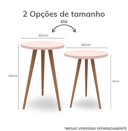 Mesa de Apoio Viena Com Pé Mel - Rosa Claro