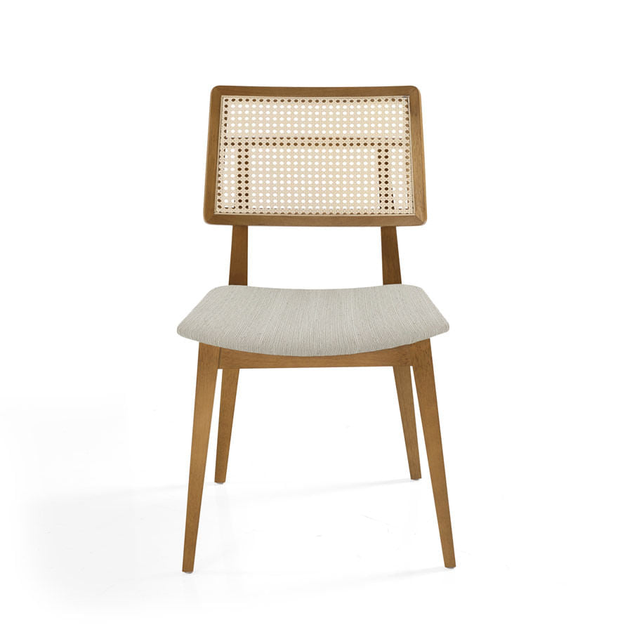 Conjunto de 2 Cadeiras Para Mesa de Jantar Paris Palha Natural Freijó - Cru