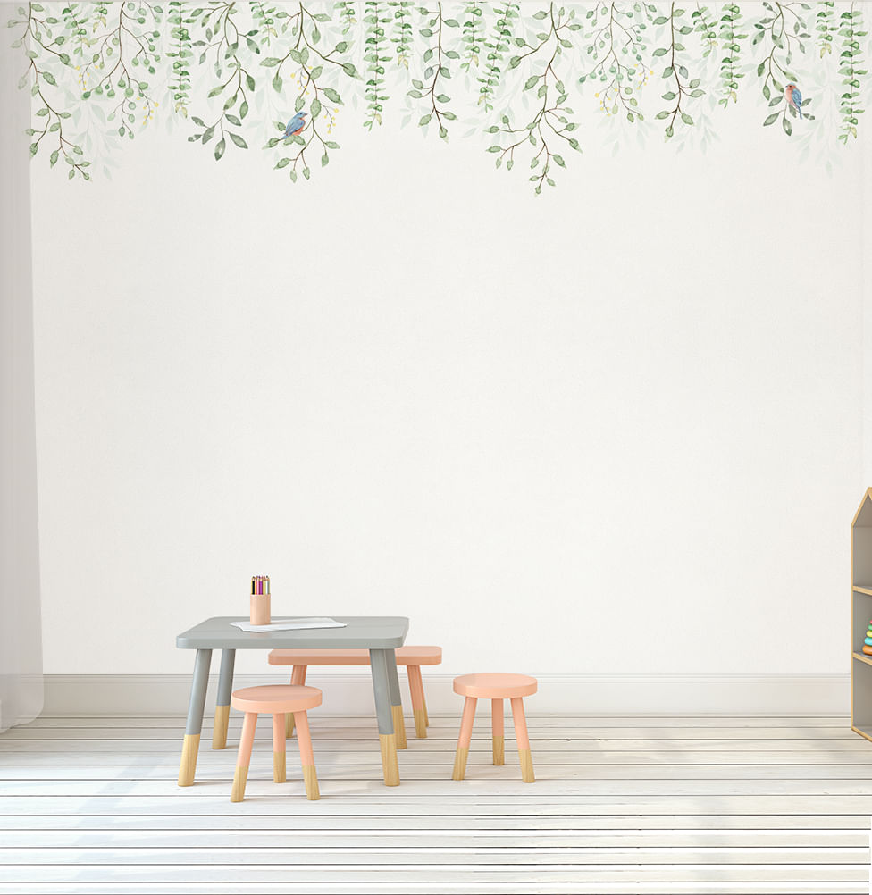 Papel de Parede Adesivo Infantil Jardim Suspenso Mural - 3,50m x 2,70m - Bota Fora