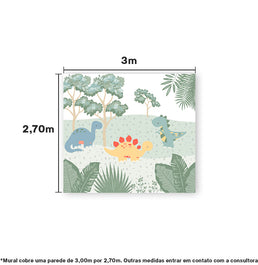 Papel de Parede Adesivo Infantil Dino Color - 3m x 2,70m - Bota Fora