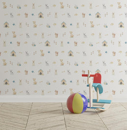 Papel de Parede Cachorros e Gatos - Azul