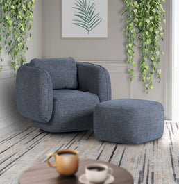 Poltrona Olivia Com Puff - Azul