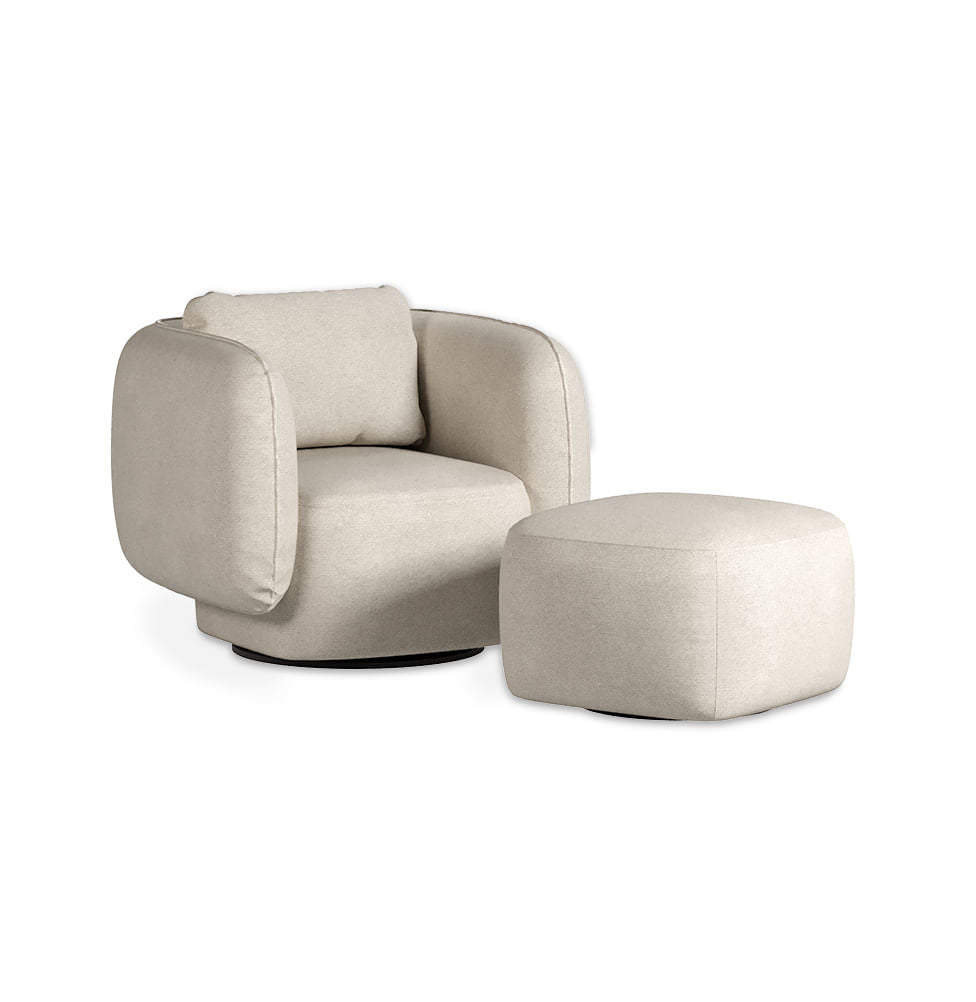 Poltrona Olivia Com Puff - Cru