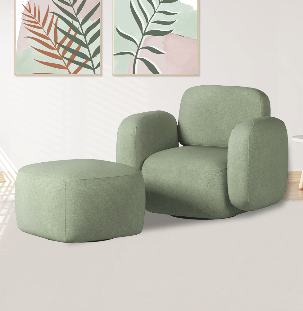 Poltrona Play com Puff - Verde
