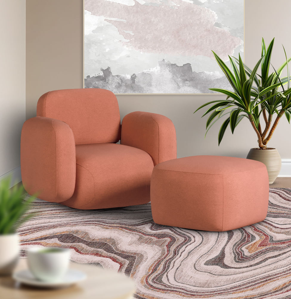 Poltrona Play com Puff - Coral
