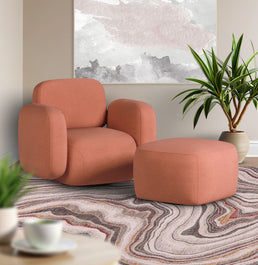 Poltrona Play com Puff - Coral