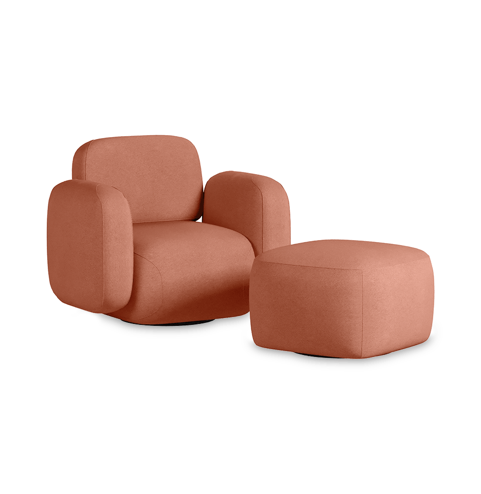 Poltrona Play com Puff - Coral
