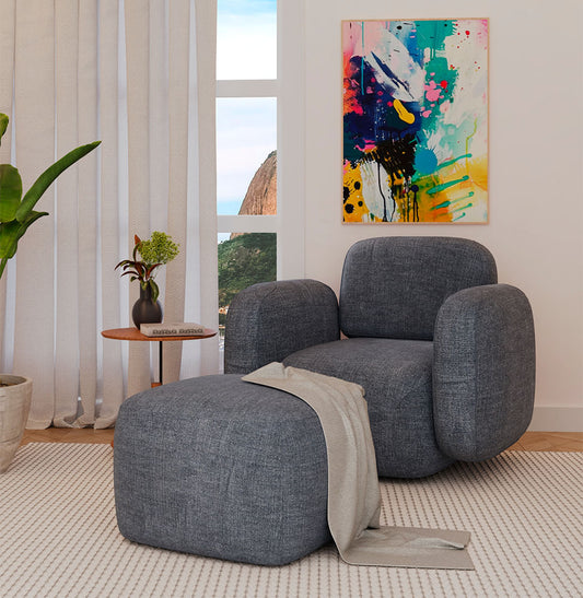 Poltrona Play com Puff - Azul