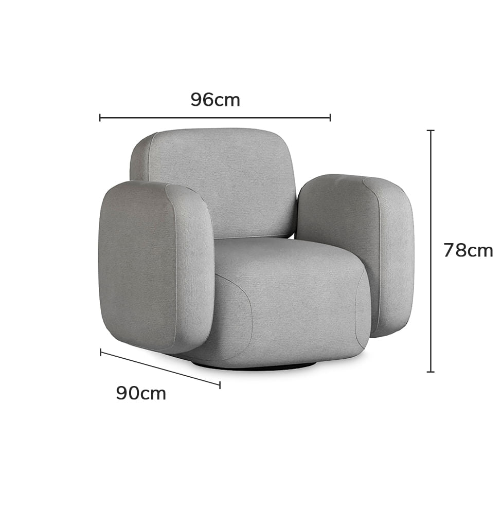 Poltrona Play com Puff - Cinza