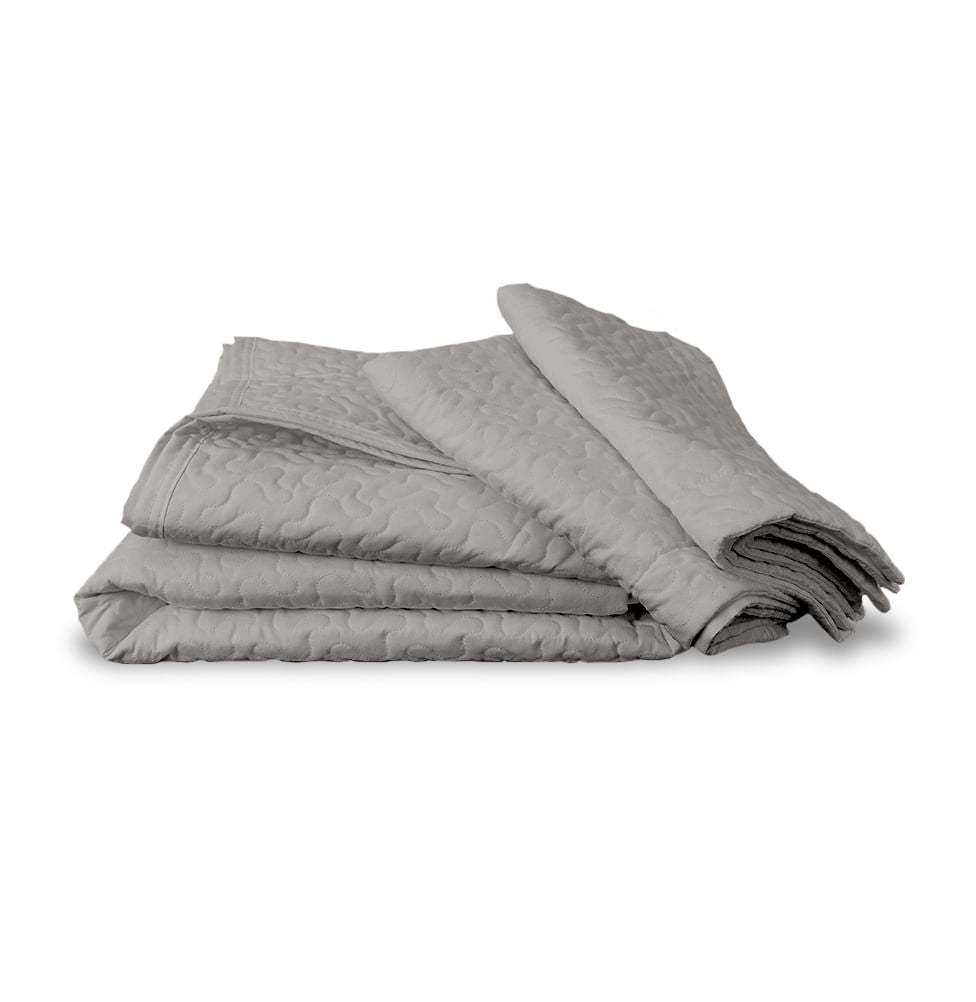 Kit Colcha Casal Infinity 3 Peças - Cinza