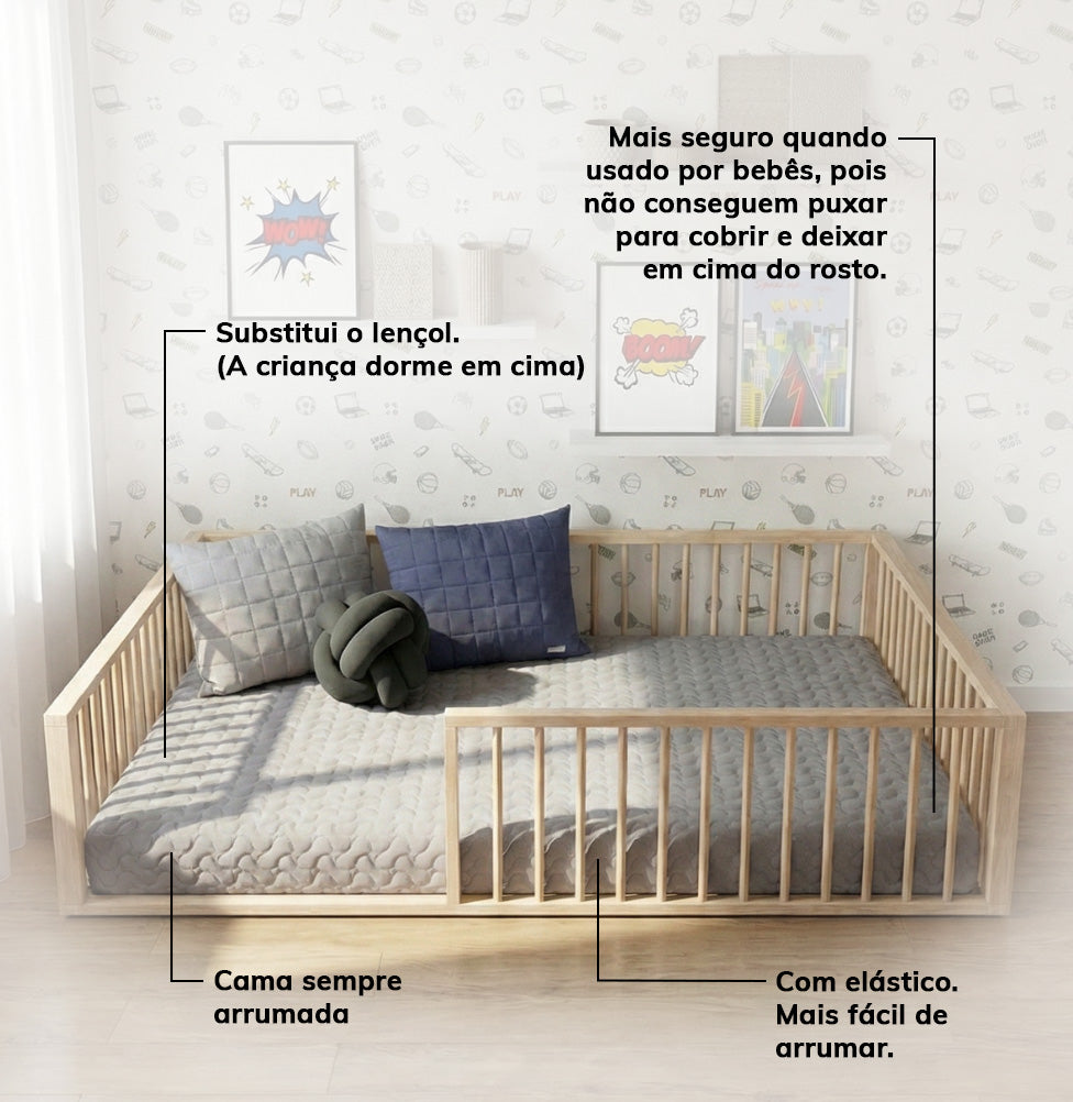 Colcha Casal Com Elástico Infinity - Cinza