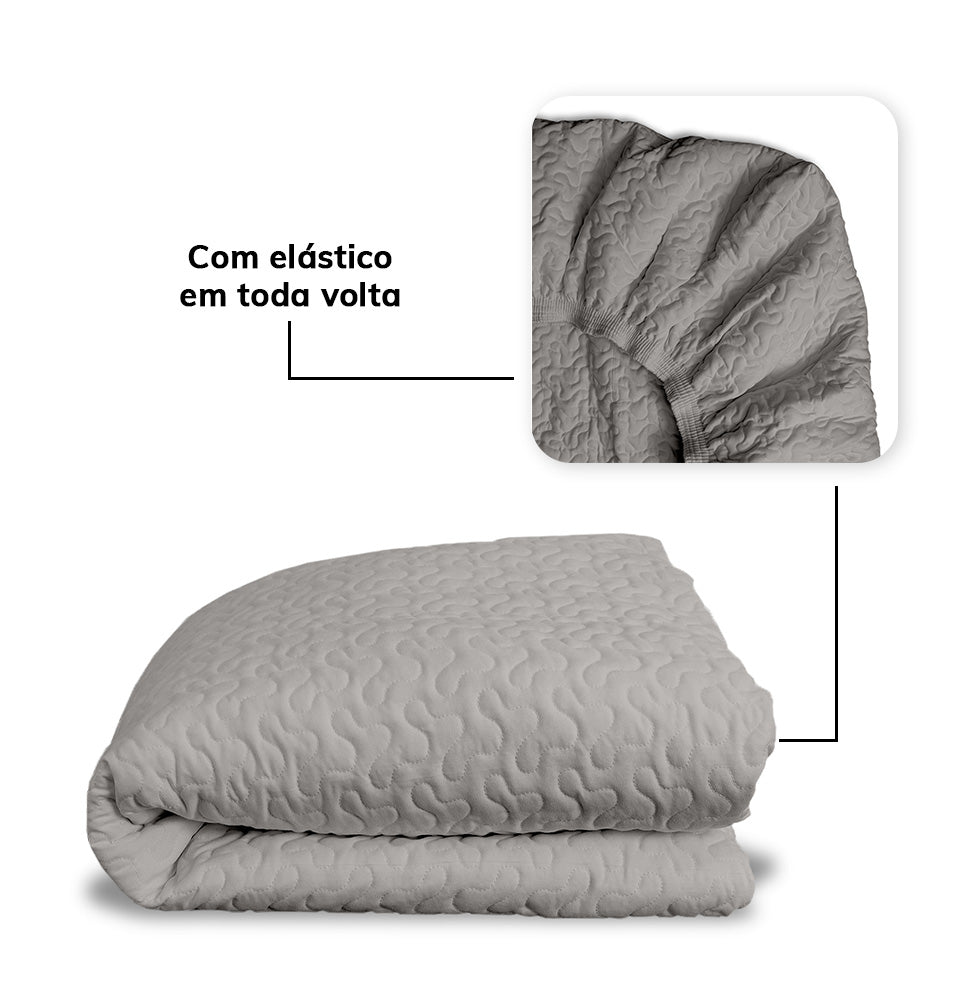 Colcha Casal Com Elástico Infinity - Cinza