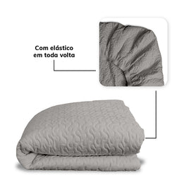 Colcha Casal Com Elástico Infinity - Cinza