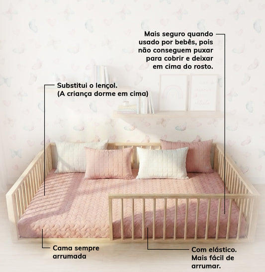 Colcha Casal Com Elástico Infinity - Rosa Chá