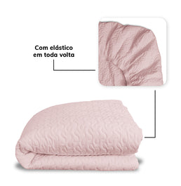Colcha Casal Com Elástico Infinity - Rosa Chá