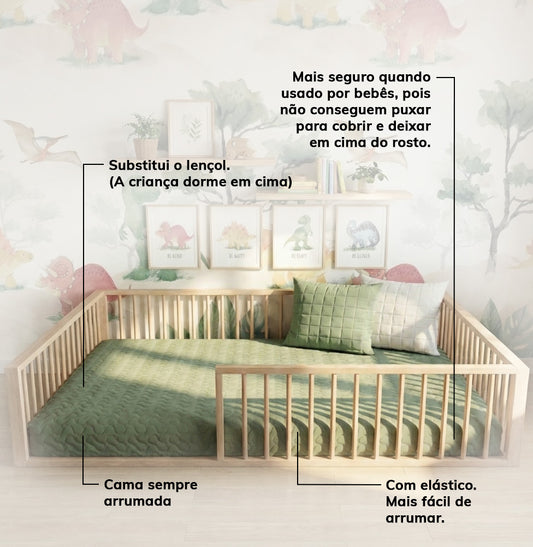 Colcha Casal Com Elástico Infinity - Verde Seco