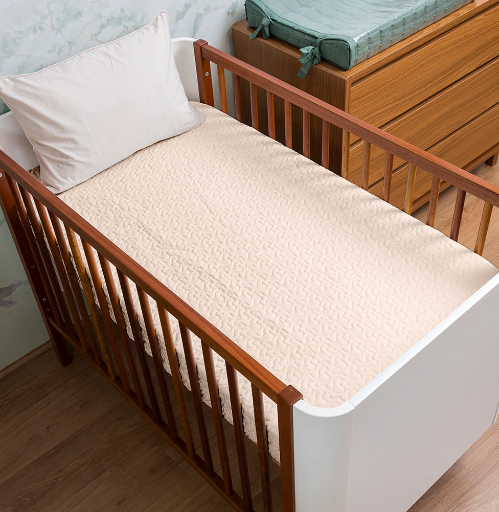 Colcha Com Elástico Para Berço Infinity - Bege