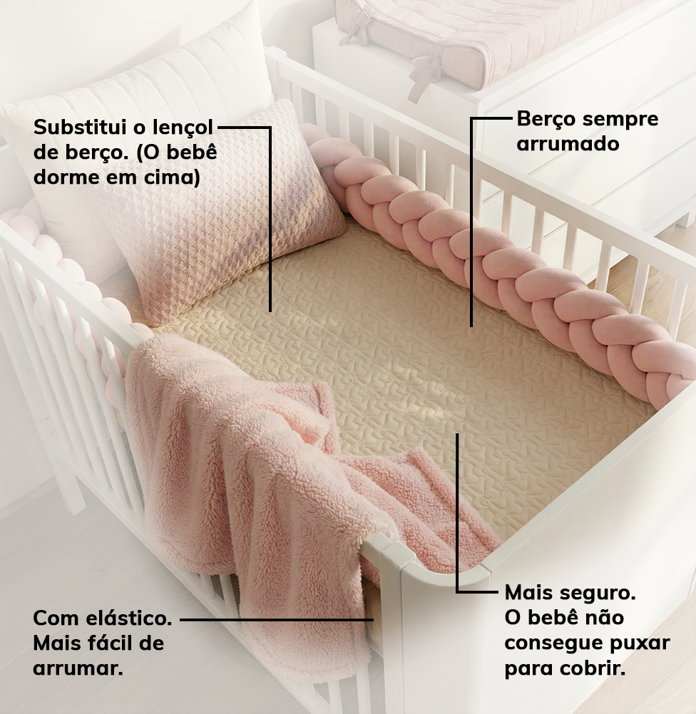 Colcha Com Elástico Para Berço Infinity - Bege