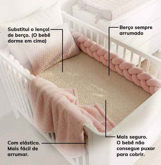 Colcha Com Elástico Para Berço Infinity - Bege