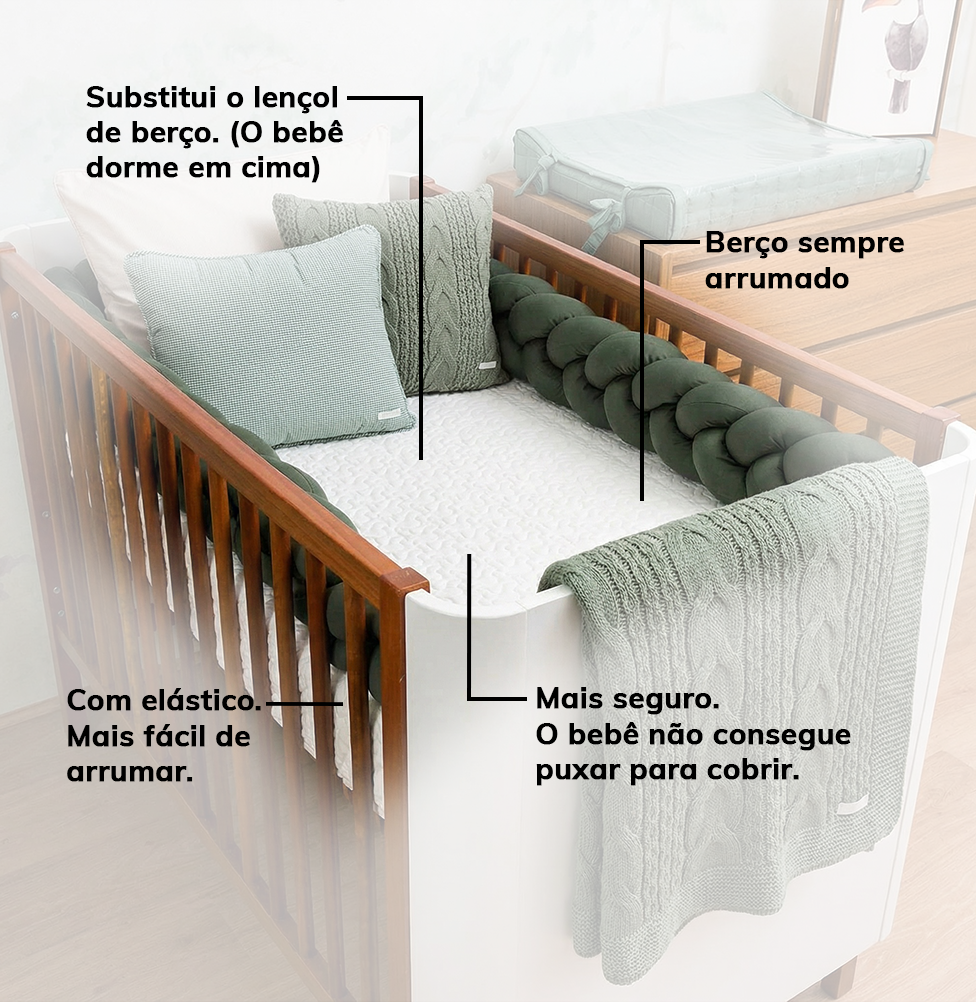 Colcha Com Elástico Para Berço Infinity - Branco