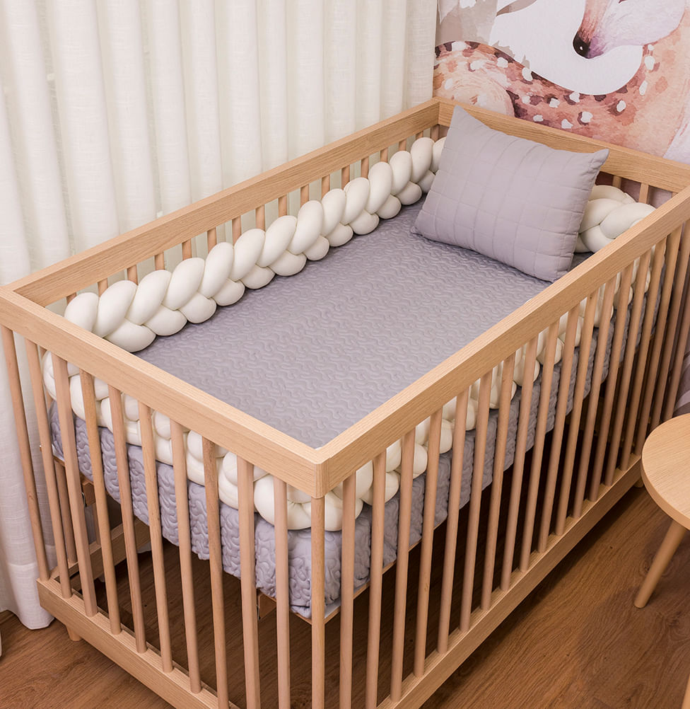 Colcha Com Elástico Para Berço Infinity - Cinza