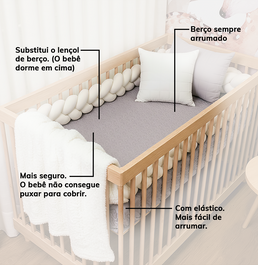 Colcha Com Elástico Para Berço Infinity - Cinza