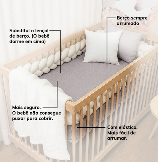 Colcha Com Elástico Para Berço Infinity - Cinza