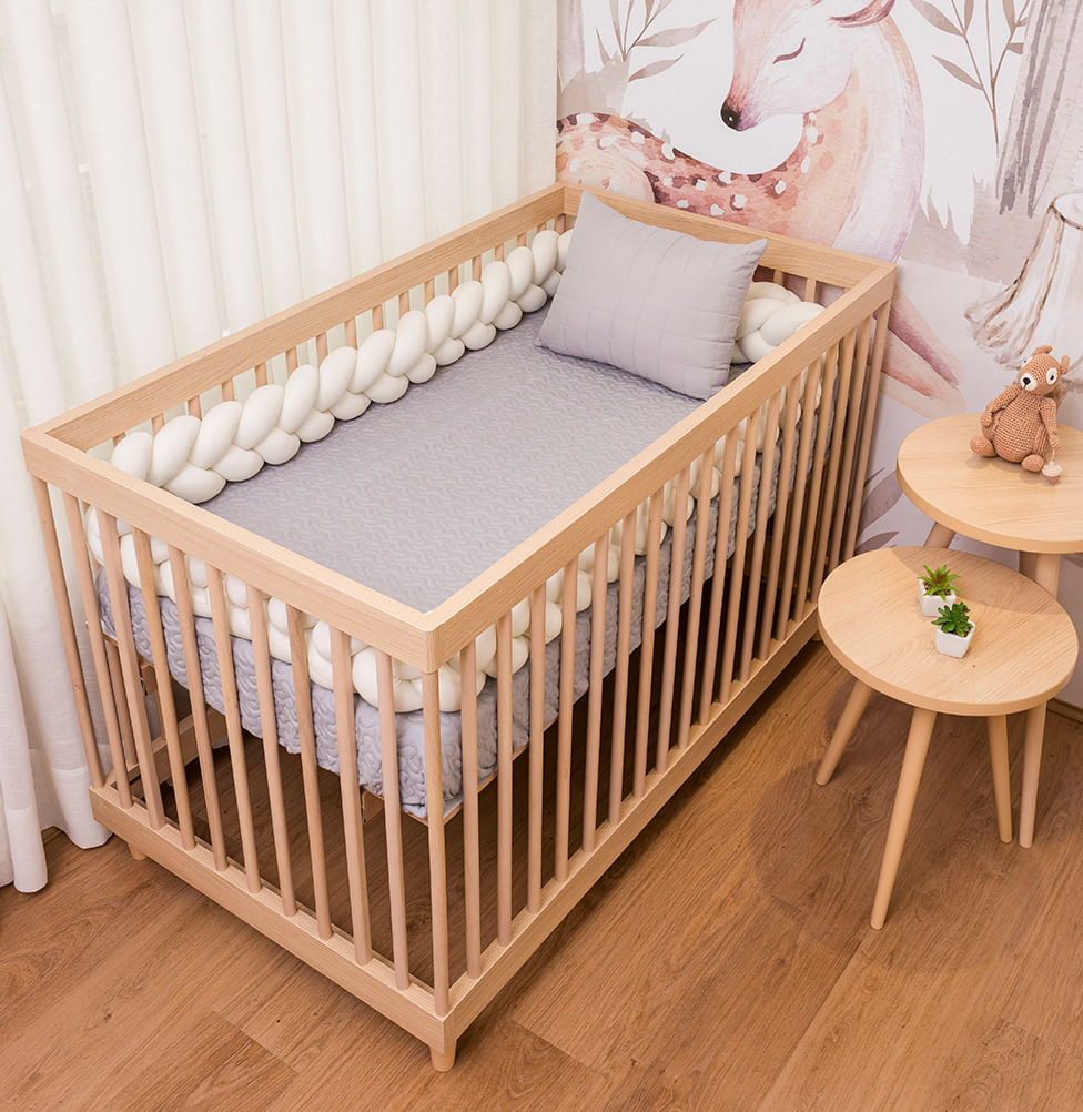 Colcha Com Elástico Para Berço Infinity - Cinza