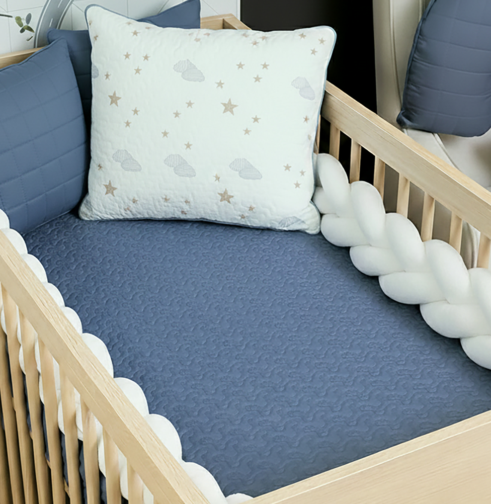 Colcha Com Elástico Para Berço Infinity - Azul Jeans