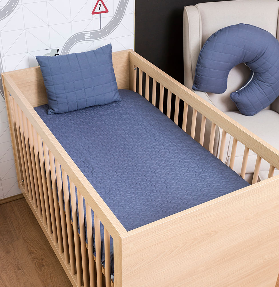 Colcha Com Elástico Para Berço Infinity - Azul Jeans