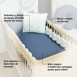 Colcha Com Elástico Para Berço Infinity - Azul Jeans