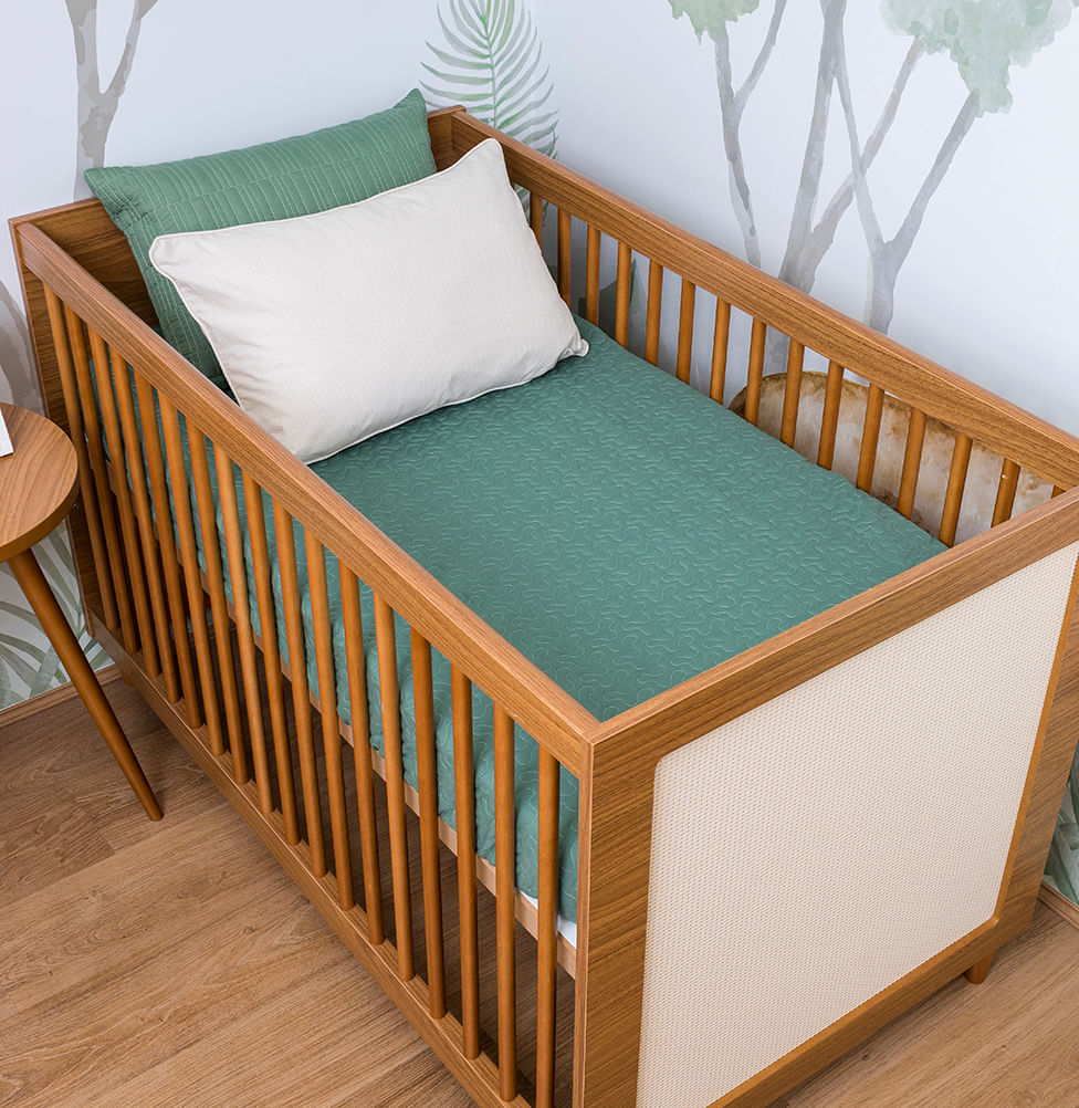 Colcha Com Elástico Para Berço Infinity - Verde Seco