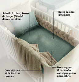 Colcha Com Elástico Para Berço Infinity - Verde Seco
