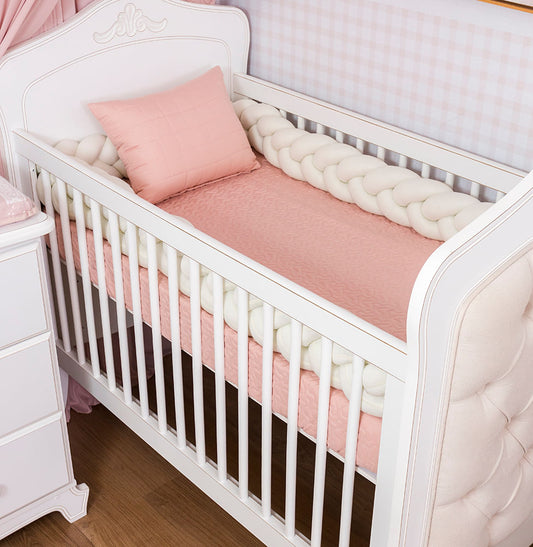 Colcha Com Elástico Para Berço Infinity - Rosa Chá