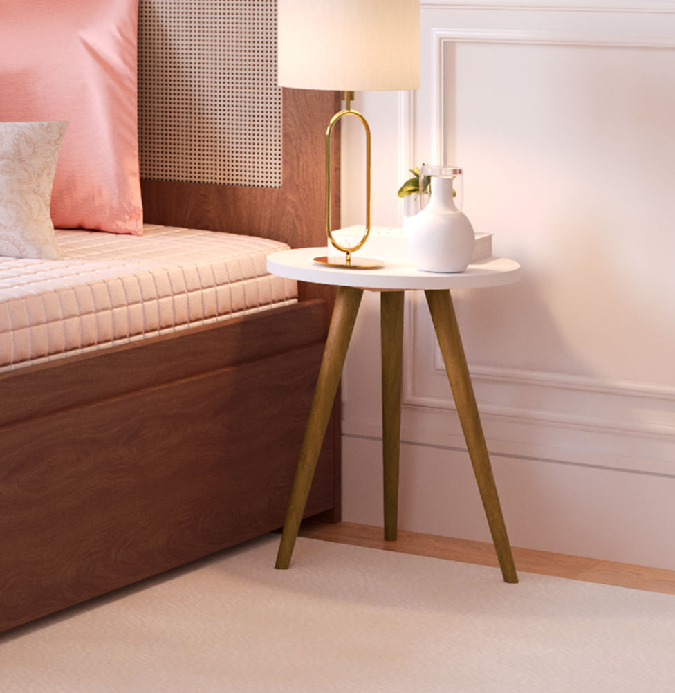 Mesa de Apoio Viena Com Pé Mel - Branco