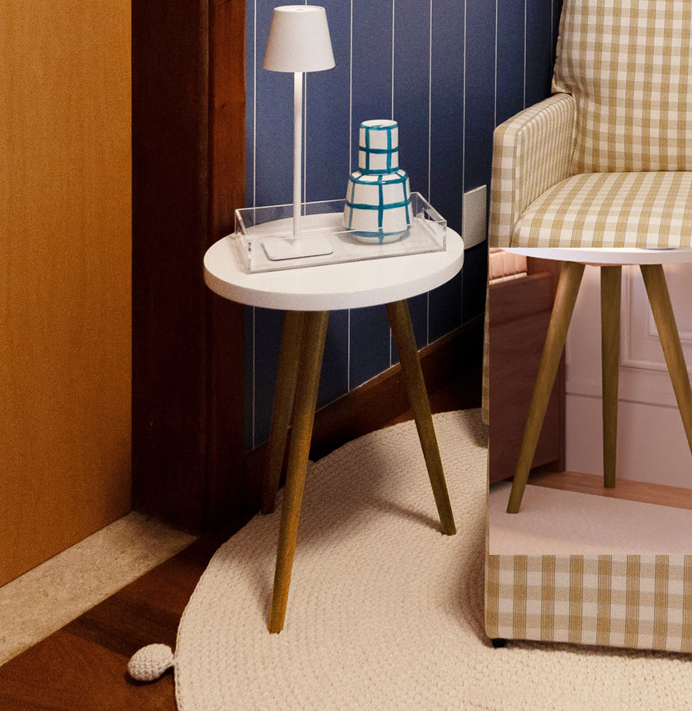 Mesa de Apoio Viena Com Pé Mel - Branco