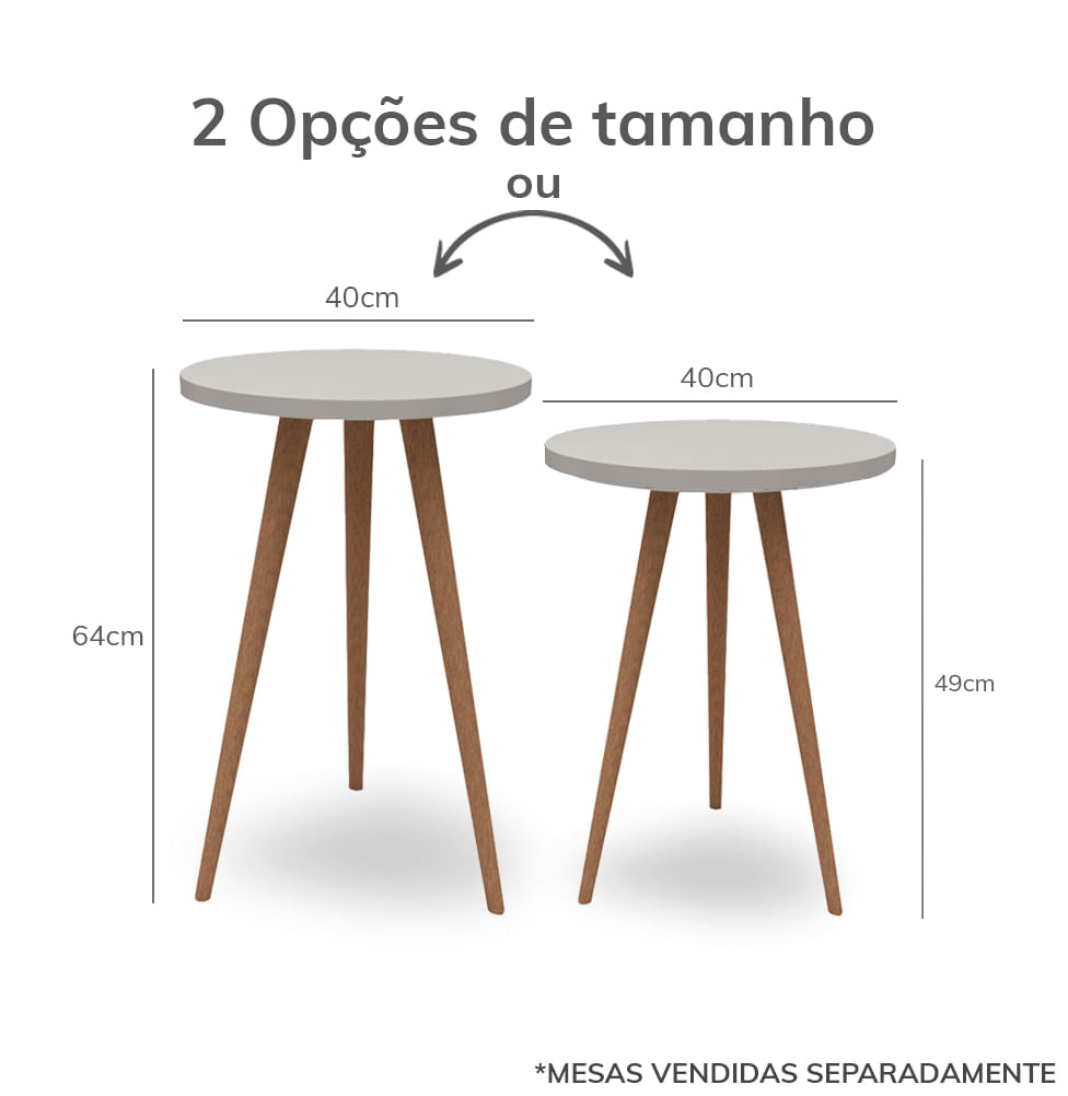 Mesa de Apoio Viena Com Pé Mel - Cinza