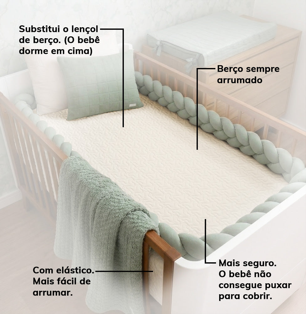 Colcha Com Elástico Para Berço Infinity - Palha