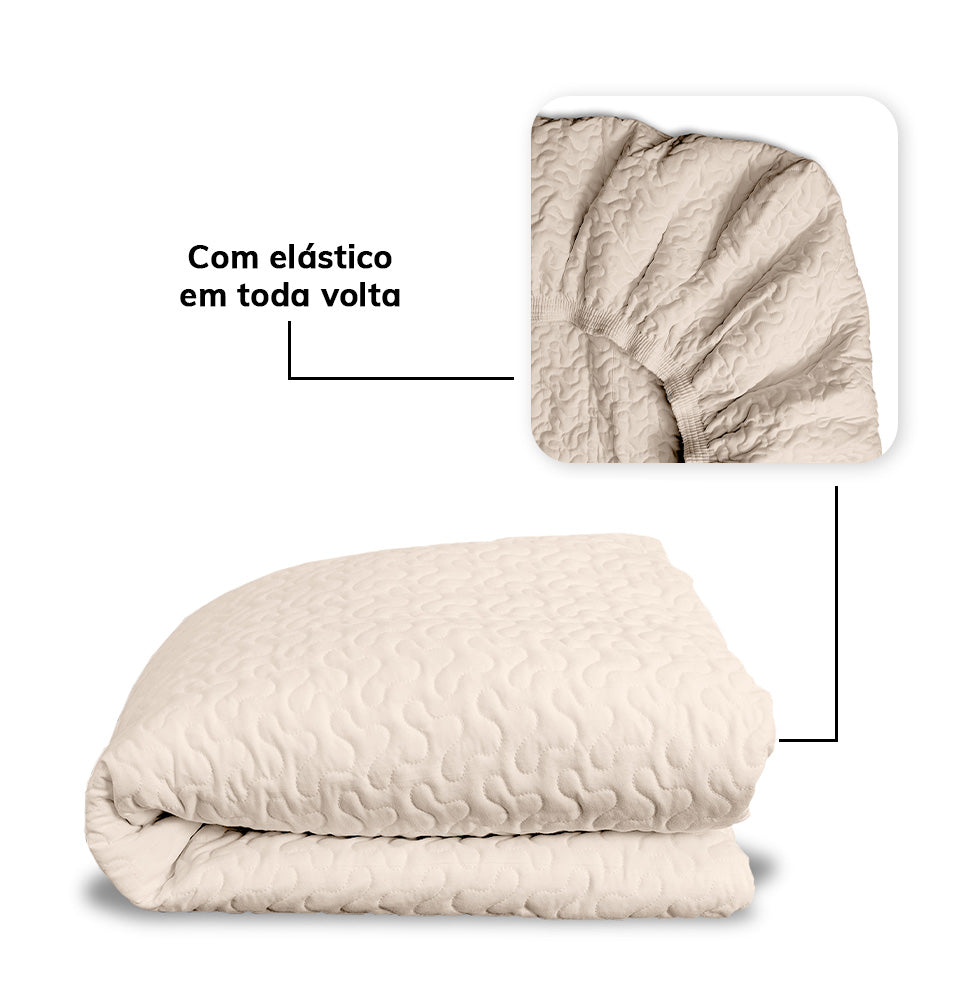 Colcha de Solteiro com Elástico Infinity - Bege