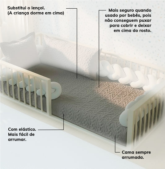 Colcha de Solteiro com Elástico Infinity - Cinza