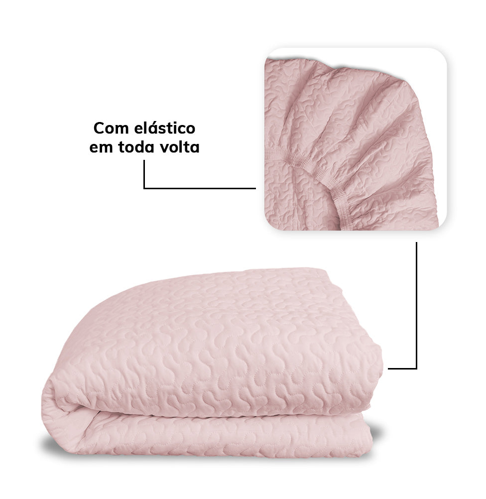 Colcha de Solteiro com Elástico Infinity - Rosa Chá