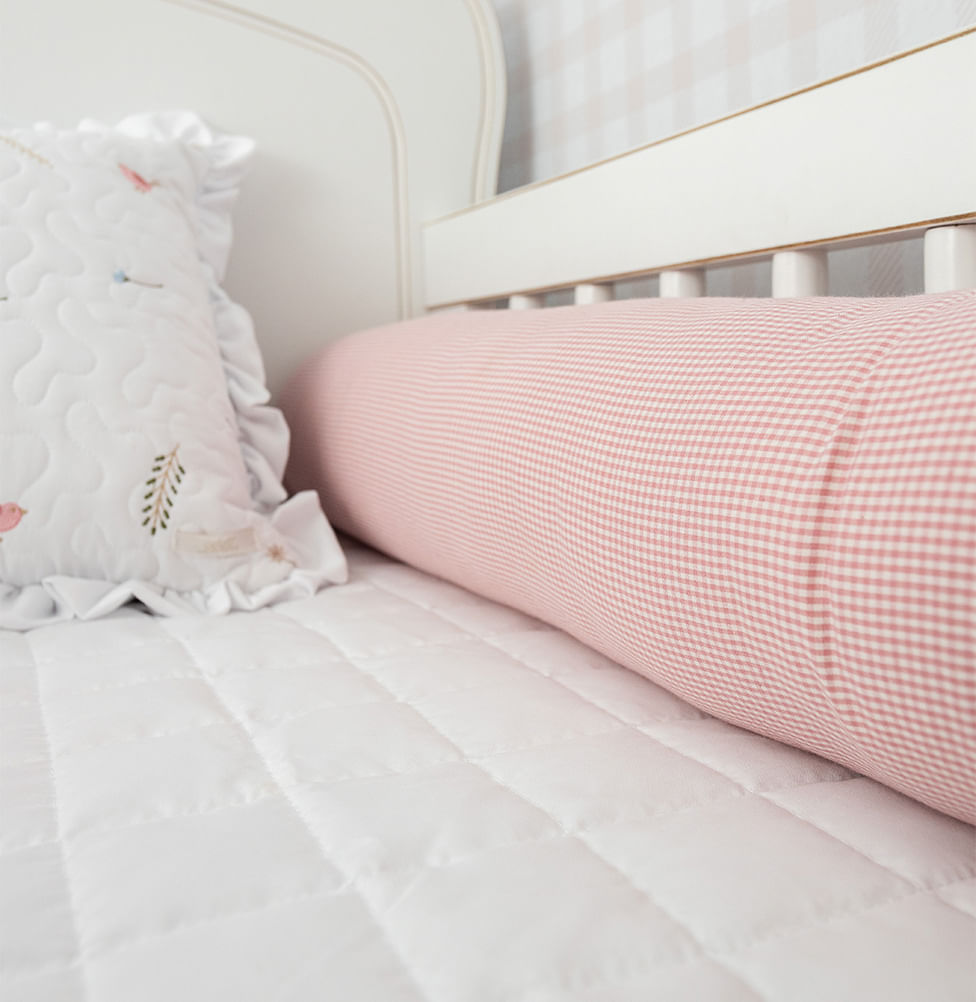 Kit 2 Rolos de Berço Xadrez - Rose 1,30m