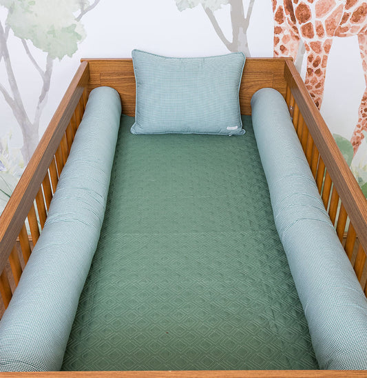 Kit 2 Rolos de Berço Xadrez - Verde 1,30m