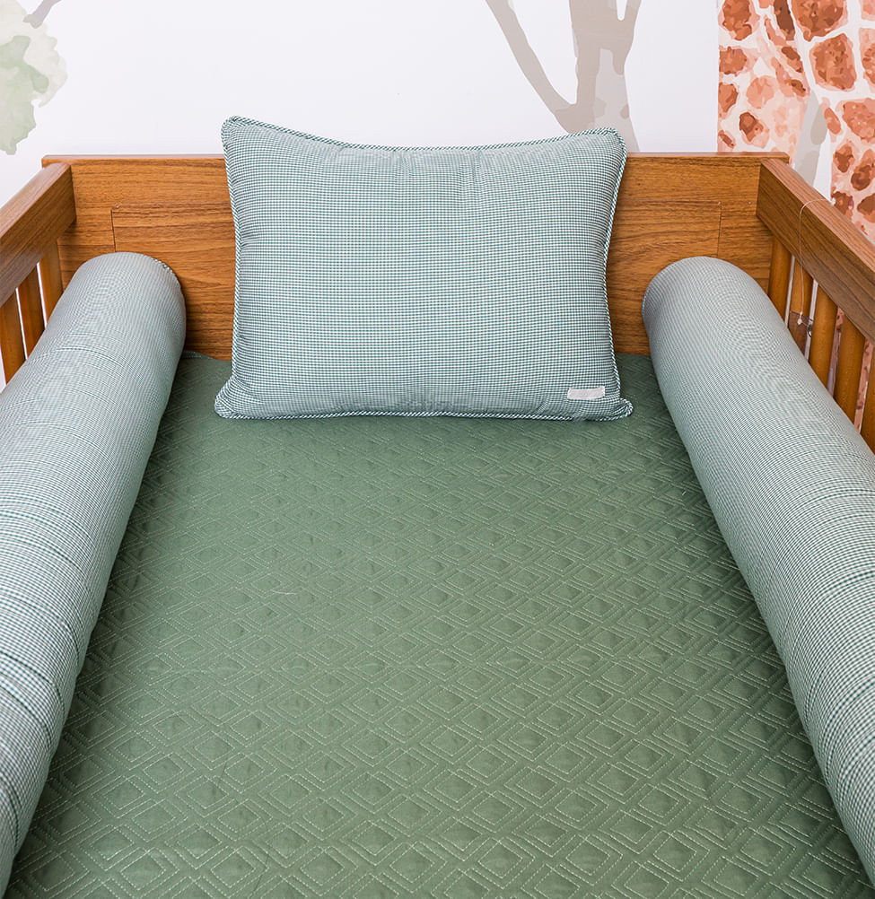 Kit 2 Rolos de Berço Xadrez - Verde 1,30m