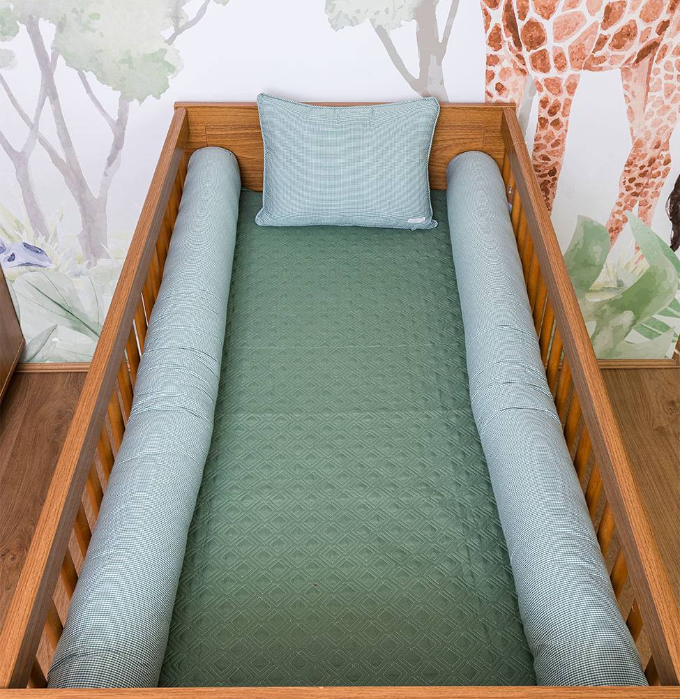 Kit 2 Rolos de Berço Xadrez - Verde 1,30m