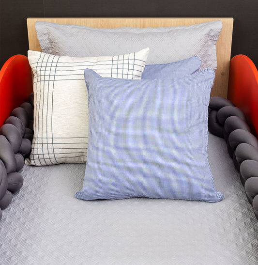 Capa de Almofada Xadrez 50x50cm - Azul 