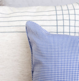 Capa de Almofada Xadrez 50x50cm - Azul 