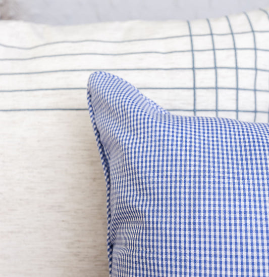 Capa de Almofada Xadrez 50x50cm - Azul 